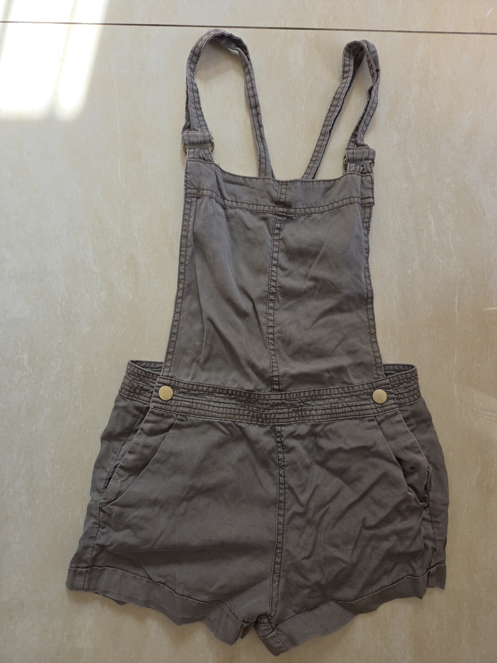H&M Light Olive Green Cotton Short Overalls